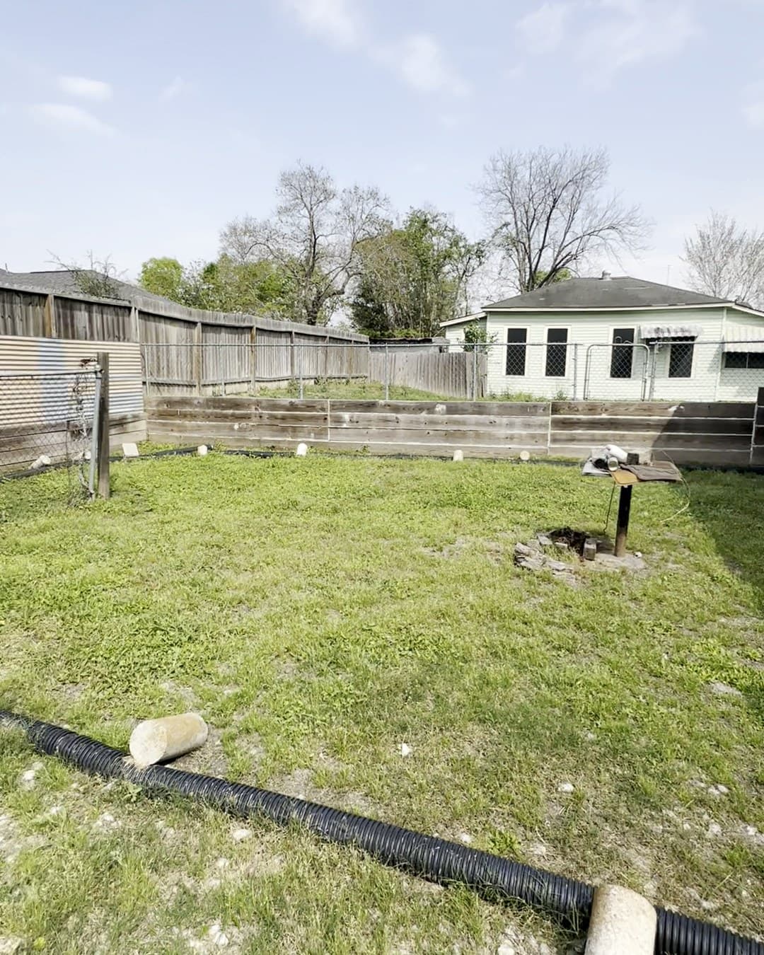 Yard and fence line.